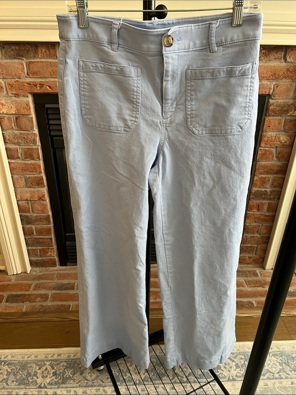 LOFT Light Blue/Purple Wide-Leg Jeans with Front Patch Pockets